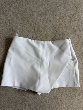 Zara White Asymmetrical Wrap Skort
